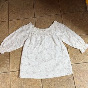 White Lace Off-Shoulder Peasant Blouse